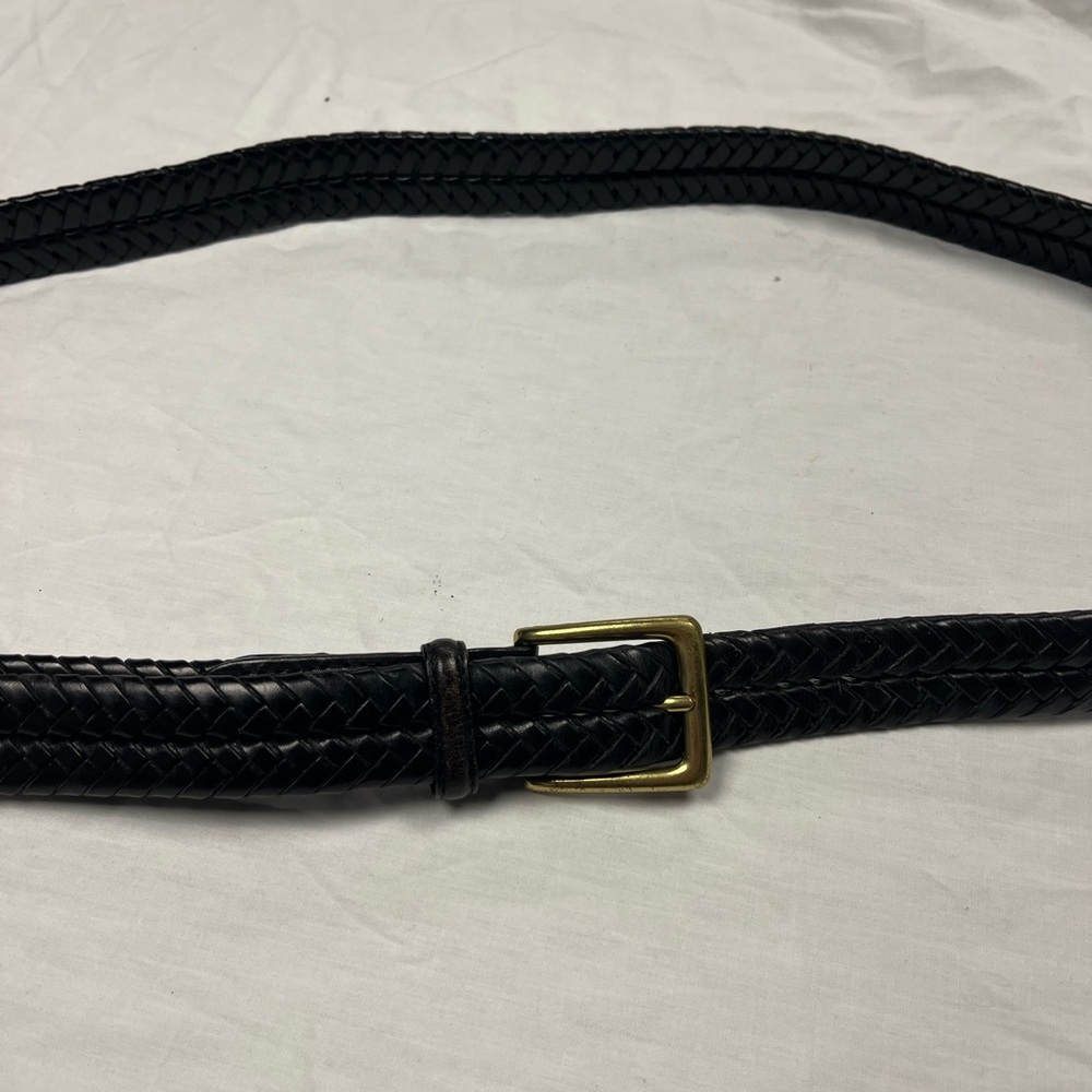 Black Brighton Woven Belt with Gold Buckle.